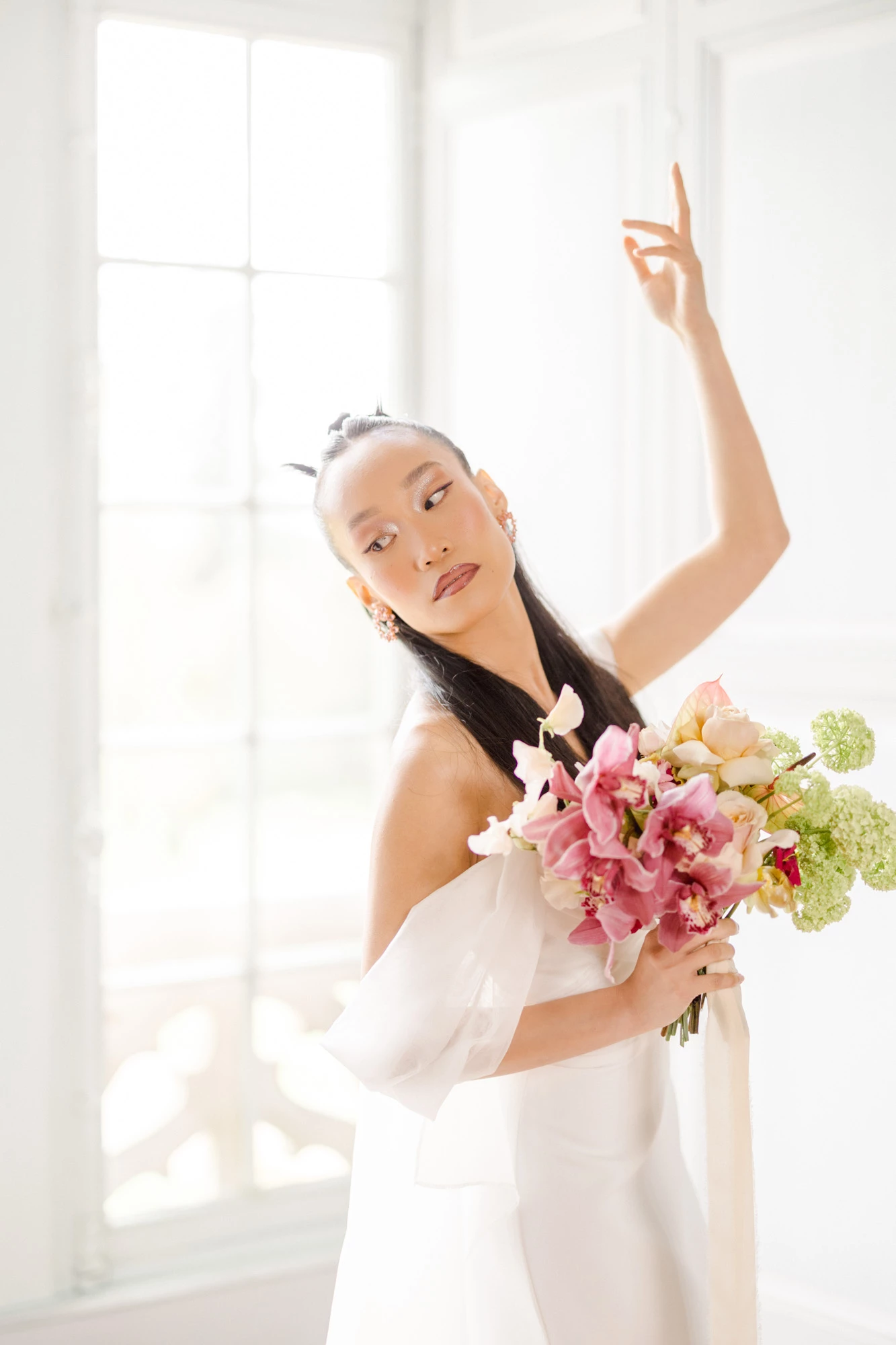 fleur robe pétale rose beige